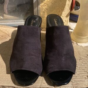 Calvin Klein black Suede Open-Toe Mules